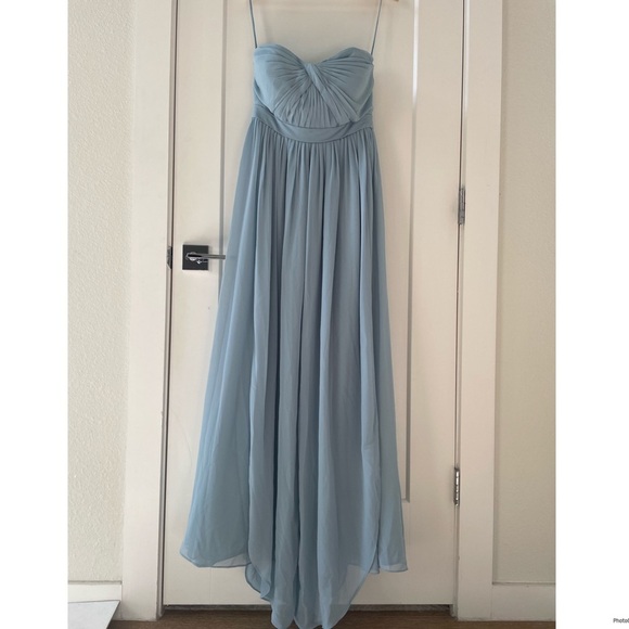 Jenny Yoo Annabelle Convertible Tulle Column Dress Dusty Blue Size 10 - Picture 2 of 8
